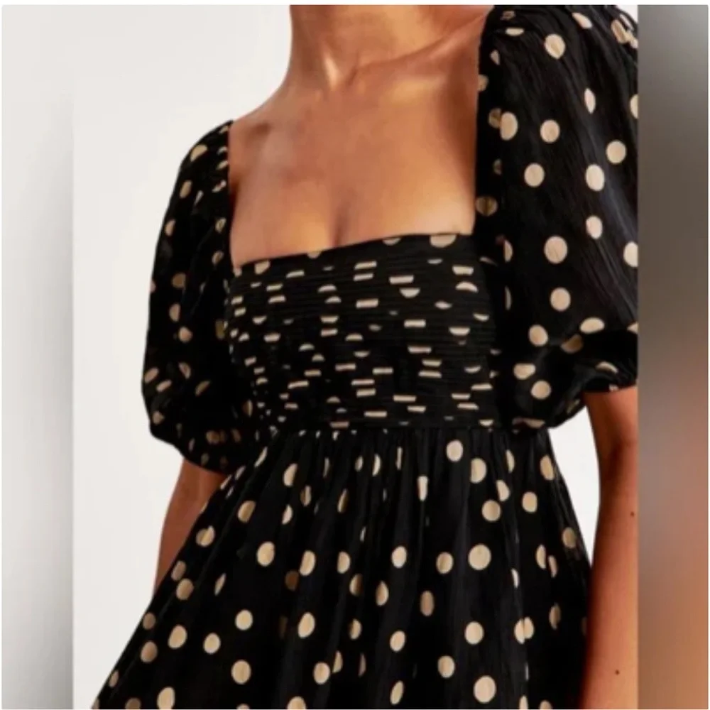 NWT Abercrombie Emerson Polka Dot Puff Sleeve Mini Dress XSMALL Petite